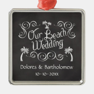 Chalkboard Our Beach Wedding Metal Tree Decoration