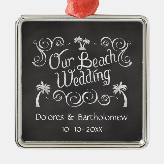 Chalkboard Our Beach Wedding Metal Tree Decoration (Front)