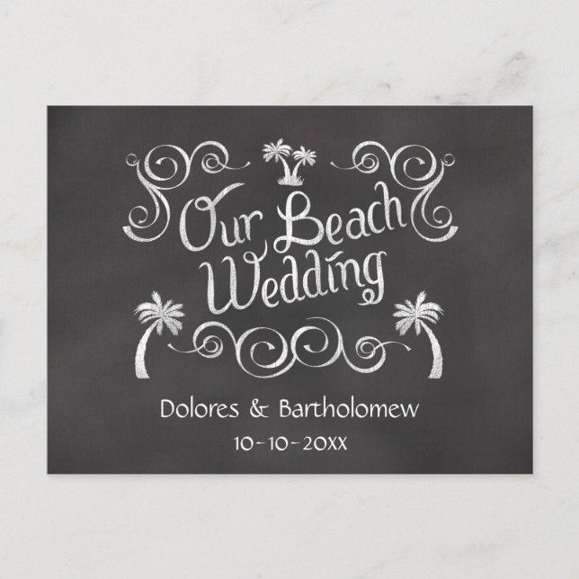 Chalkboard Our Beach Wedding Postcard (Front)