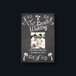 Chalkboard Palm Tree Beach Wedding Photo Canvas Print<br><div class="desc">Celebrate nuptials on the shore with this breezy palm tree with a sketched on chalkboard blackboard with white chalk look.  Great for a rustic vintage feel at a beach wedding.   Design Copyright © CustomInvitesOnline.com</div>