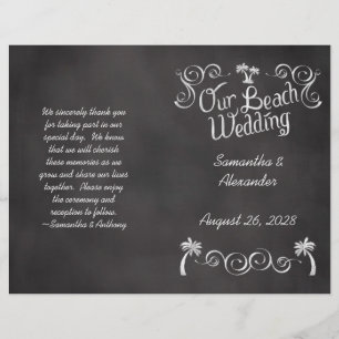 Chalkboard Palm Tree Beach Wedding Program