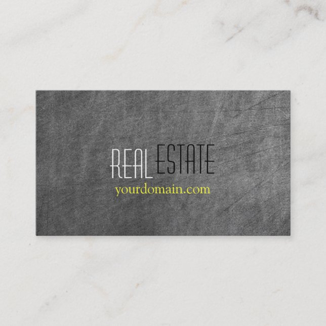 Chalkboard Pattern Grey Yellow Agent Business Card (Front)