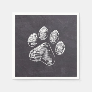 Chalkboard Paw Print - Puppy Pawty - Dog Birthday Napkin