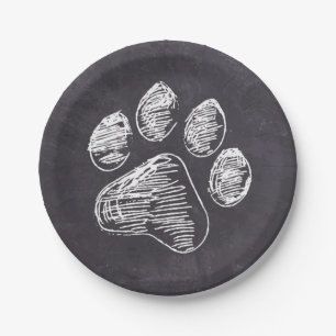 Chalkboard Paw Print - Puppy Pawty - Dog Birthday Paper Plate