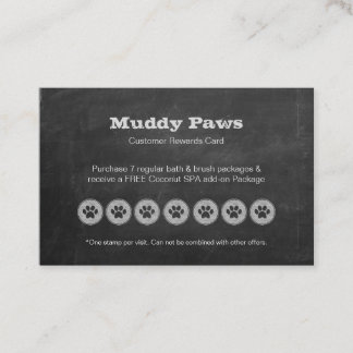 Chalkboard Paw Prints Loyalty Card