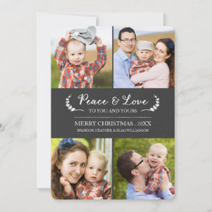 Chalkboard Peace and Love Holiday Photo Card
