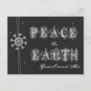 Chalkboard Peace on Earth Goodwill towards Man Sno Holiday Postcard