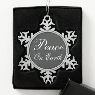 Chalkboard Peace on Earth Snowflake Ornament