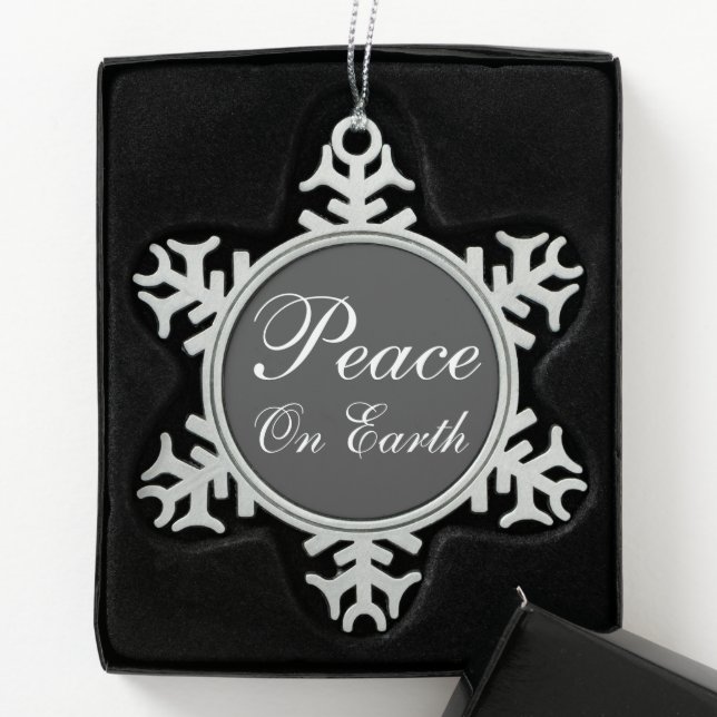 Chalkboard Peace on Earth Snowflake Ornament (Box)