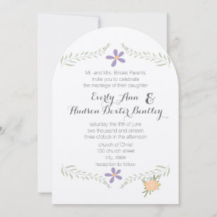 Chalkboard Peach Lilac Aqua Floral Garland Wedding Invitation
