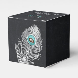 Chalkboard peacock custom wedding favour box