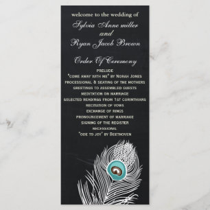 Chalkboard peacock wedding programs tea length programme
