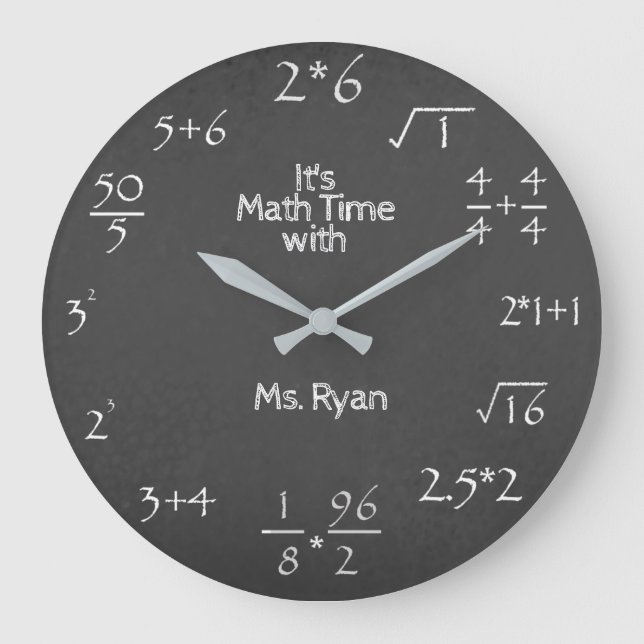 Chalkboard Personalised Math Time Large Clock (Front)