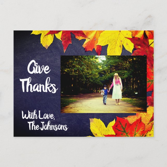 Chalkboard Personalised Photo  | Thanksgiving Postcard (Front)