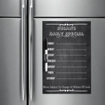 Chalkboard Personalised Weekly Menu