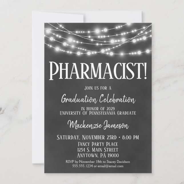 Chalkboard Pharmacist Graduation Party Invitation (Front)