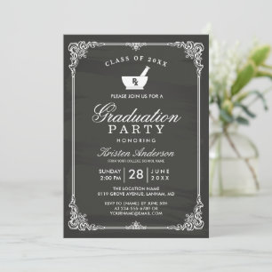 Chalkboard Pharmacy School Graduation Party Invitation