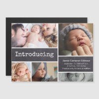 Chalkboard photo collage Introducing baby boy