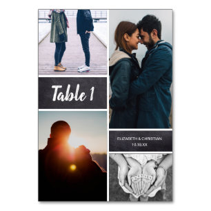Chalkboard Photo Collage Wedding Table Number
