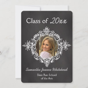 Chalkboard Photo Frame Deco High School Graduation Invitation