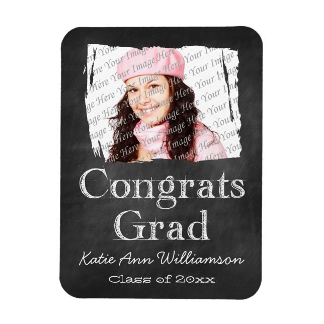 Chalkboard Photo Graduation Magnet (Vertical)
