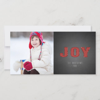 Chalkboard Photo Holiday Greeting | Red Joy Card