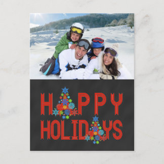CHALKBOARD PHOTO HOLIDAY GREETING | RED POSTCARD