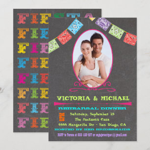 Chalkboard Photo Mexican Fiesta Rehearsal Dinner Invitation