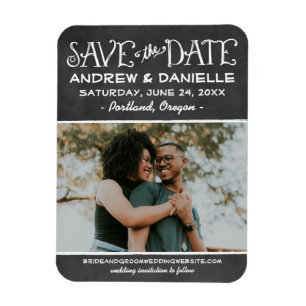 Chalkboard Photo Panel Save the Date Magnet