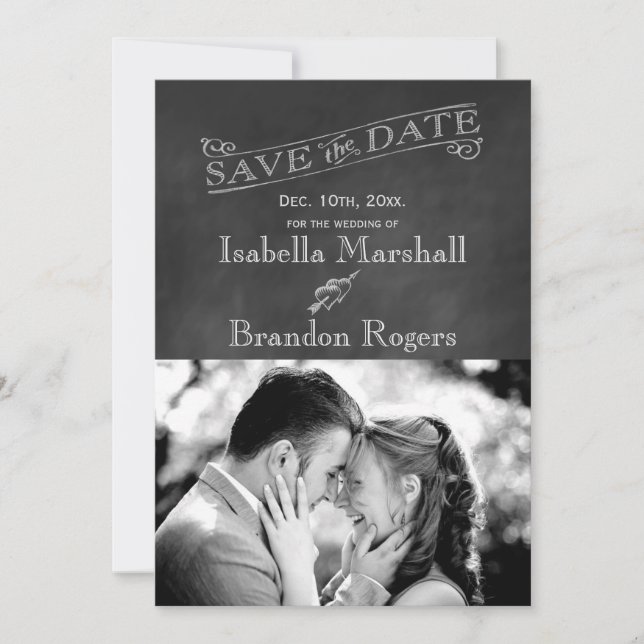 Chalkboard Photo Save the Date (Front)
