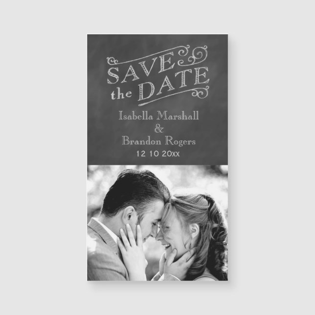 Chalkboard Photo Save the Date Magnet (Front)