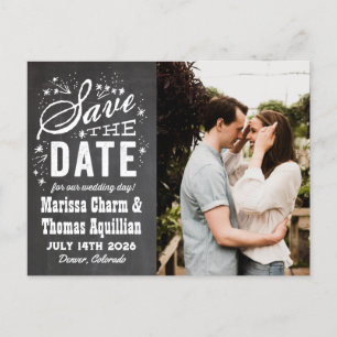 Chalkboard Photo Save the Date Postcard