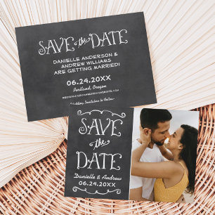 Chalkboard Photo Split Panel Wedding Save The Date