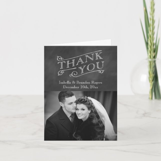 Chalkboard Photo Thank You Card (Front)