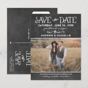 Chalkboard Photo Wedding Save the Date Announcement Postcard