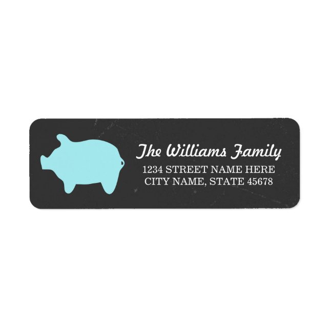 Chalkboard Piggie Address Labels / Blue (Front)