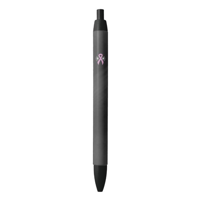 Chalkboard Pink Awareness Ribbon Black Ink Pen (Front Vertical)