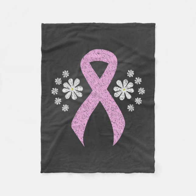 Chalkboard Pink Awareness Ribbon Fleece Blanket (Front)
