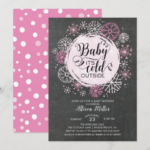 Chalkboard Pink Baby It's Cold Outside Invitation