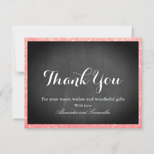 Chalkboard Pink Glitter Thank You Card