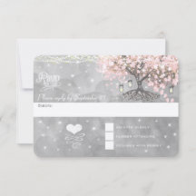 Chalkboard Pink Heart Leaf Tree RSVP