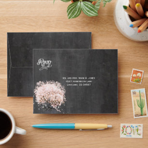 Chalkboard Pink Heart Leaf Tree RSVP Envelope