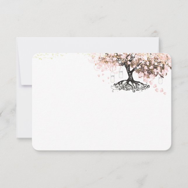 Chalkboard Pink Heart Leaf Tree Thank You (Front)