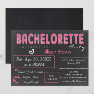 Chalkboard pink Lingerie Shower Bachelorette Invitation