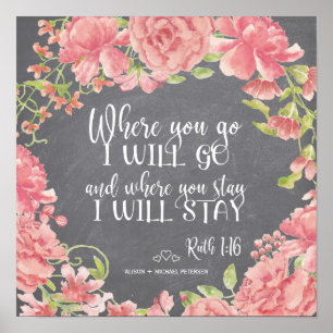 Chalkboard pink peonies quote wedding sign