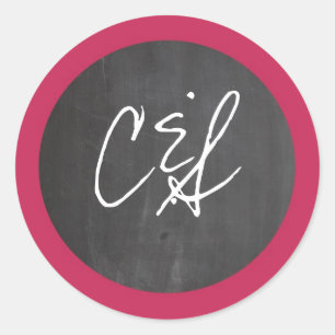 Chalkboard Pink Wedding Envelope Stickers