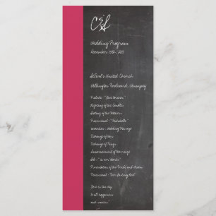 Chalkboard Pink Wedding Programs Programme