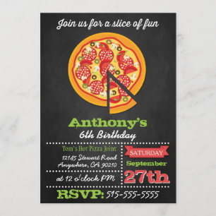 Chalkboard Pizza Party Invitations