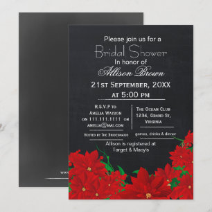 chalkboard poinsettias winter Bridal shower Invitation