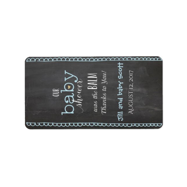 Chalkboard Posh Baby Shower Lip Balm Label (Front)